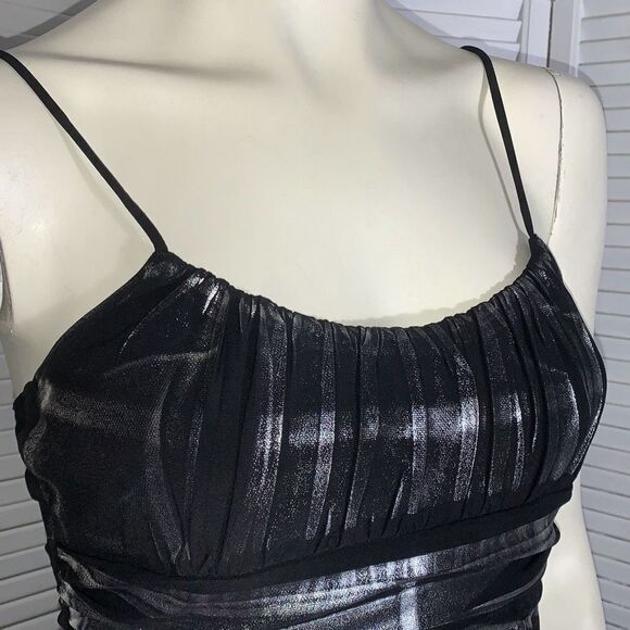 Vintage 90’s Y2K Black Empire Waist Metallic Party Dress Size Small - Picture 6 of 16